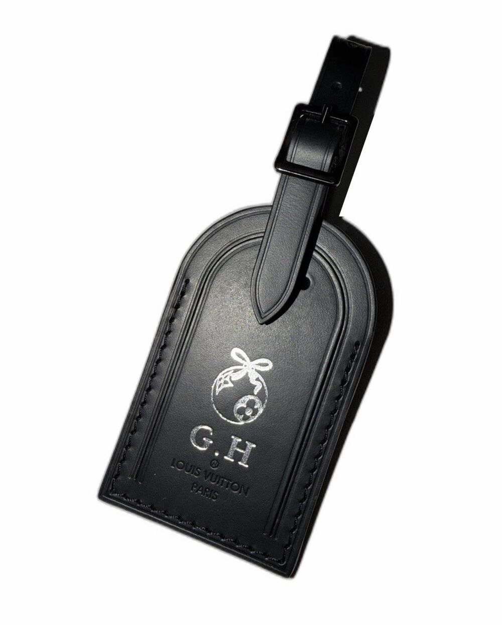 ⭐️ Louis Vuitton Paris Back Leather Name Tag w/ GH LV Ball Gunmetal Accent Rare
